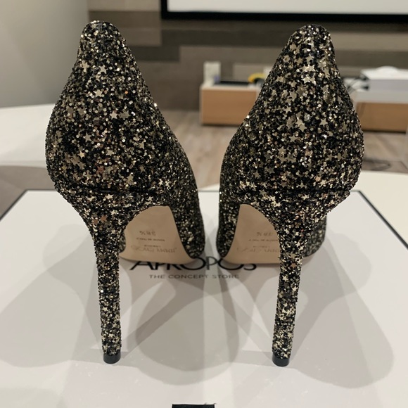 Sold!Jimmy Choo Romy 100 glitter gold mix - Picture 5 of 7